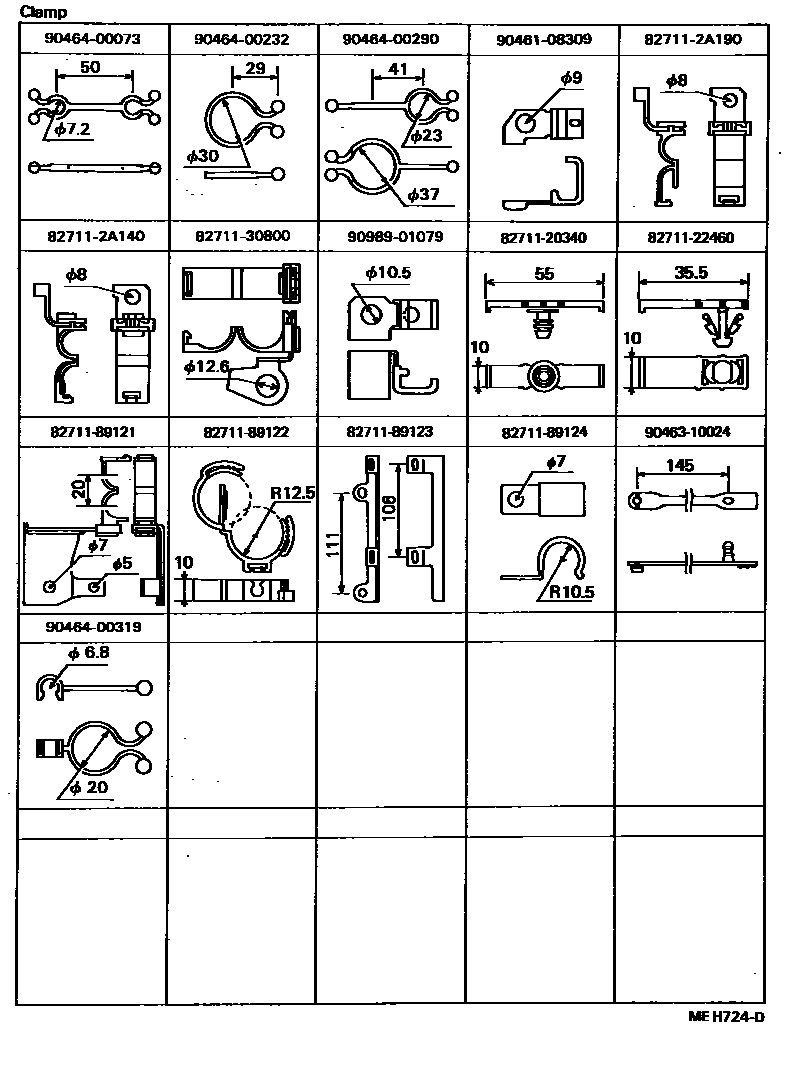 Toyota HILUX 线束和卡夹 EPC diagram — MEH724D