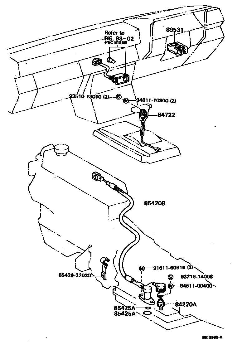 Toyota HILUX 超速档和电子控制变速器 EPC diagram — MED999B