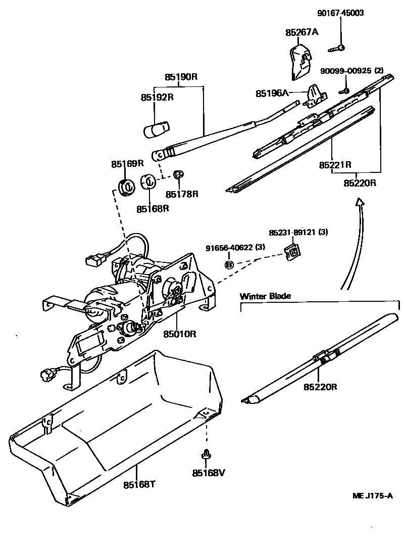 Toyota HILUX 后刮水器 EPC diagram — MEJ175A