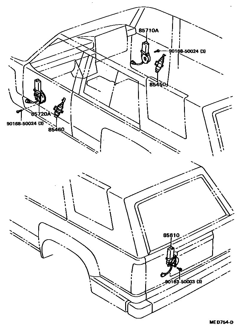 Toyota HILUX 车门电机和车门电磁阀 EPC diagram — MED754D