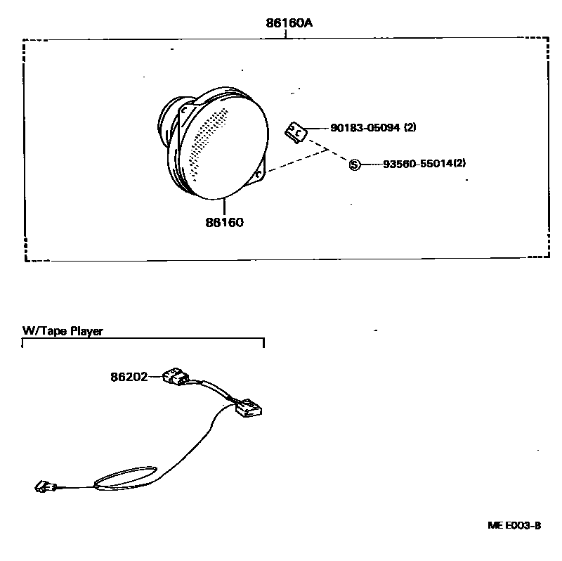 Toyota HILUX 扬声器 EPC diagram — MEE003B