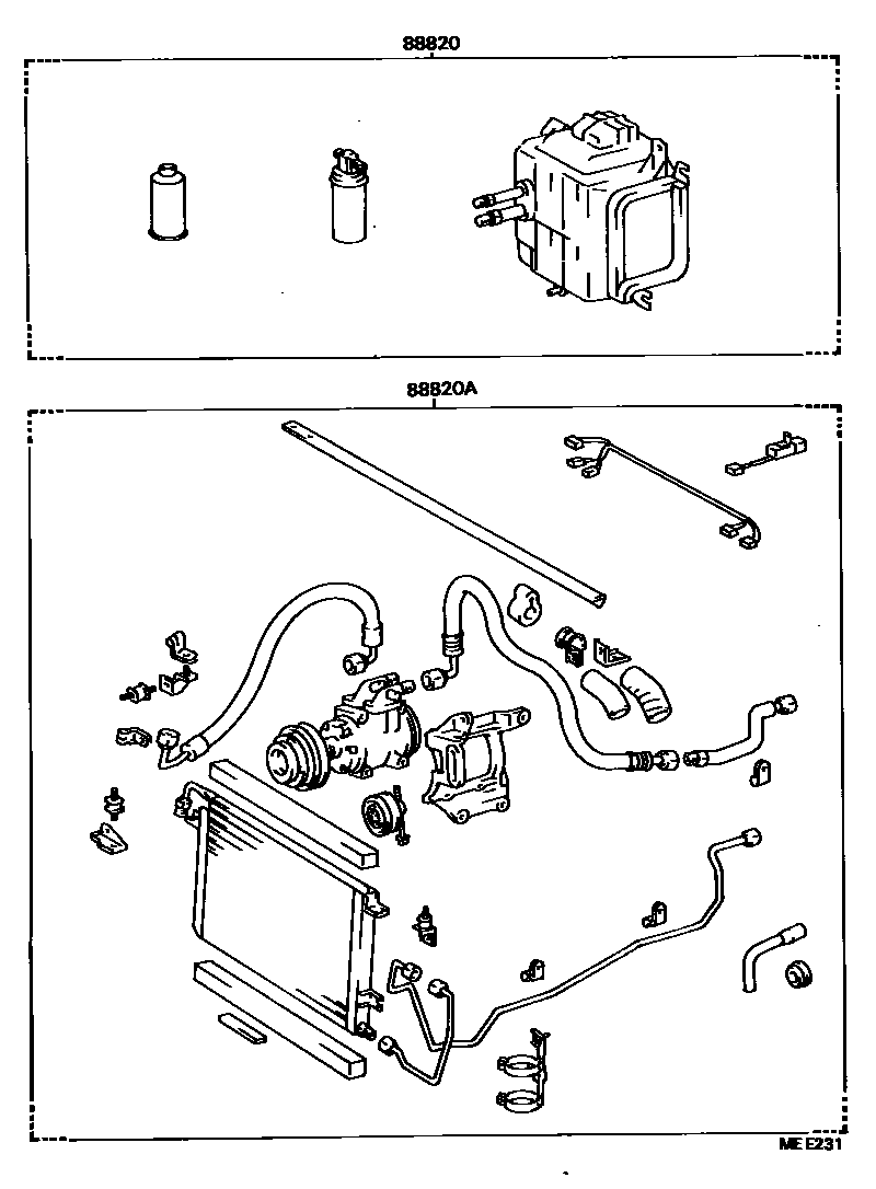 Toyota HILUX 暖风和空调系统 - 组件 EPC diagram — MEE231