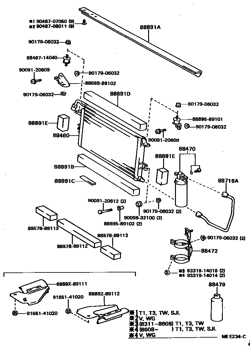 Toyota HILUX Heating & Air Conditioning - Cooler Piping EPC diagram — MEE234C