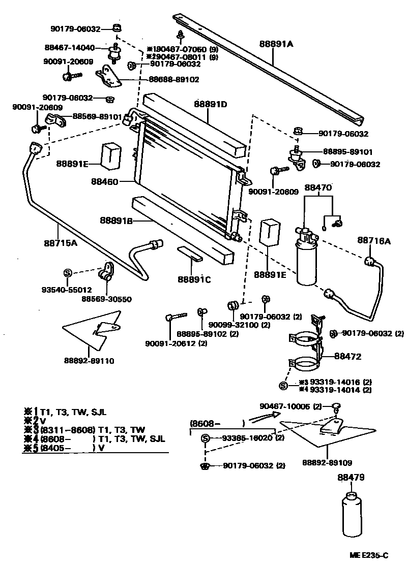 Toyota HILUX Heating & Air Conditioning - Cooler Piping EPC diagram — MEE235C