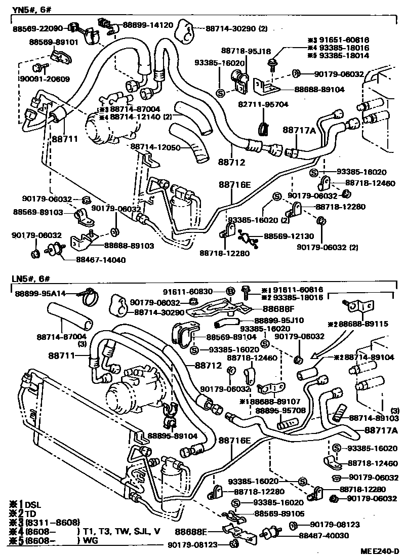 Toyota HILUX Heating & Air Conditioning - Cooler Piping EPC diagram — MEE240D