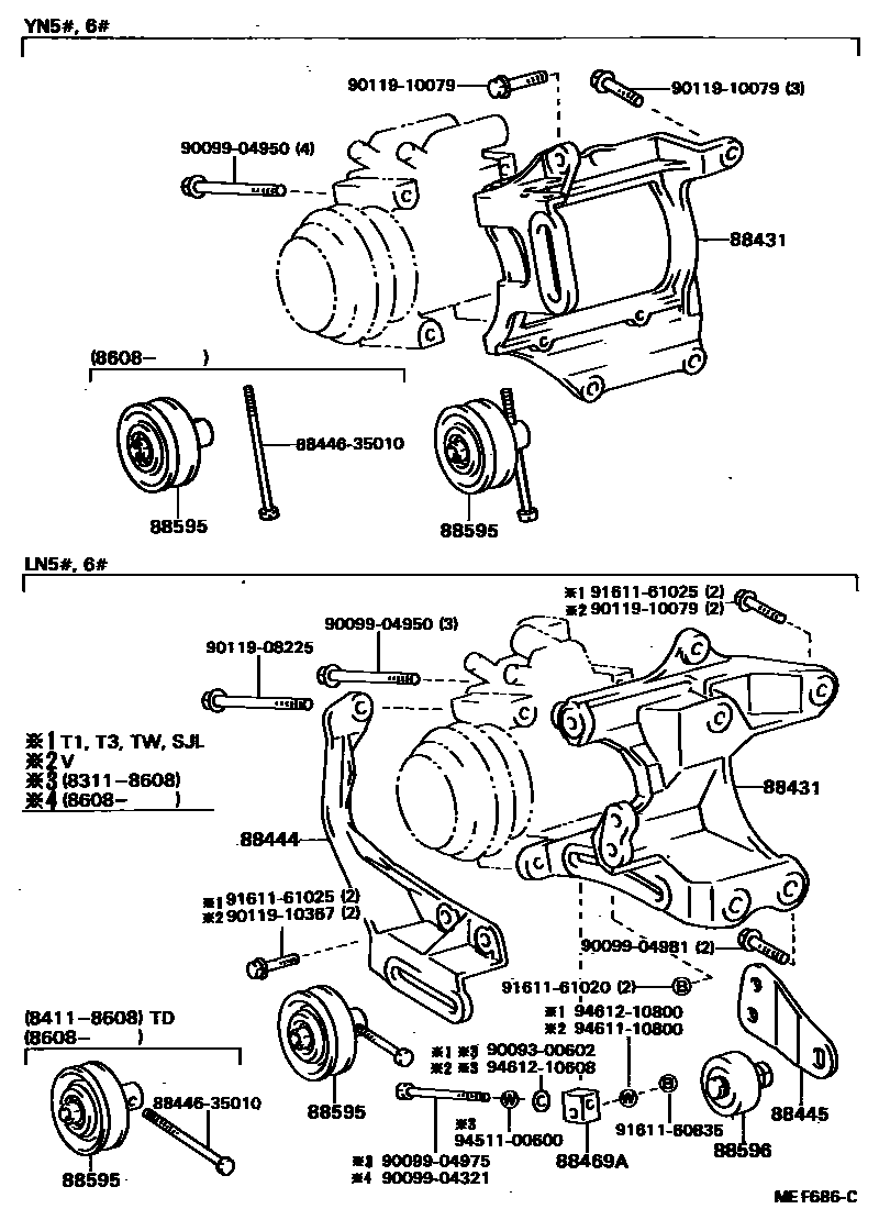 Toyota HILUX Heating & Air Conditioning - Compressor EPC diagram — MEF686C