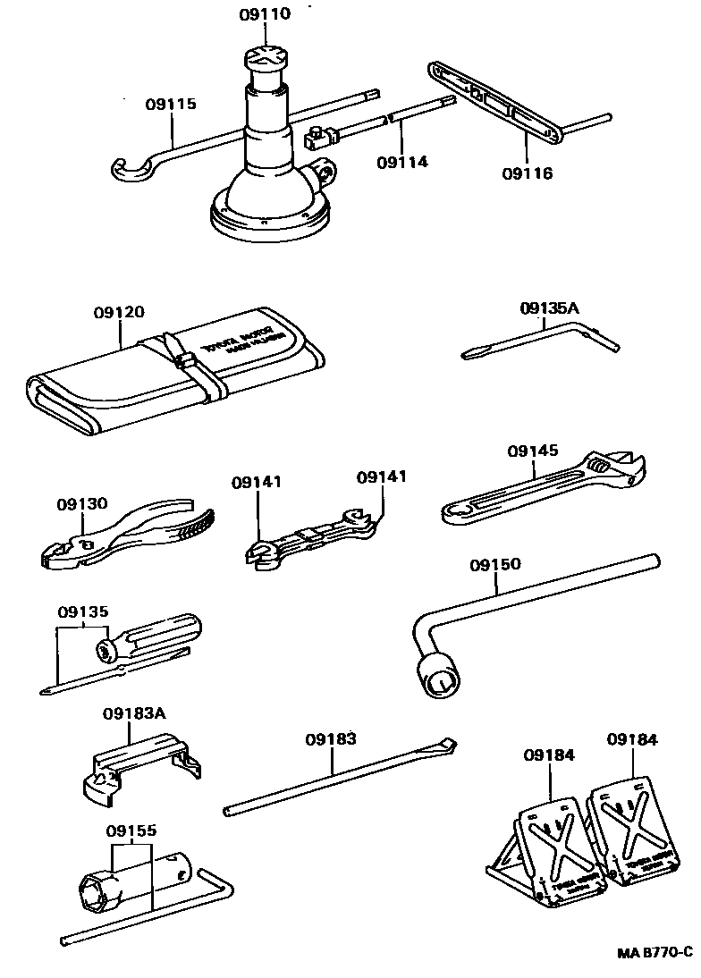 Toyota HILUX Standard Tools EPC diagram — MAB770C