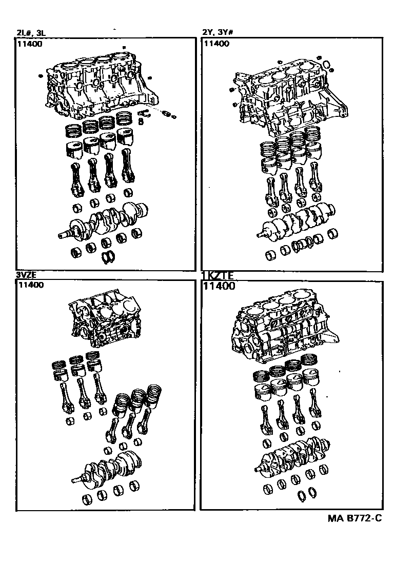 Toyota HILUX Short Block Assembly EPC diagram — MAB772C
