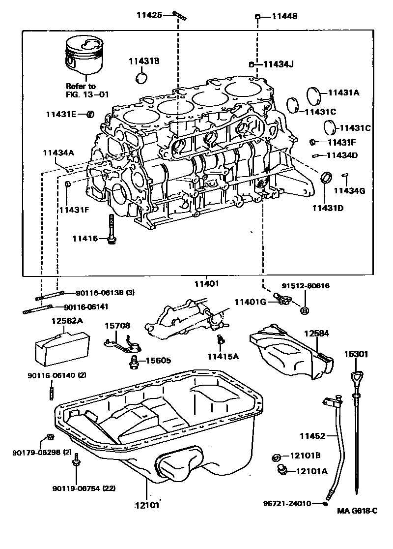 Toyota HILUX Cylinder Block EPC diagram — MAG618C