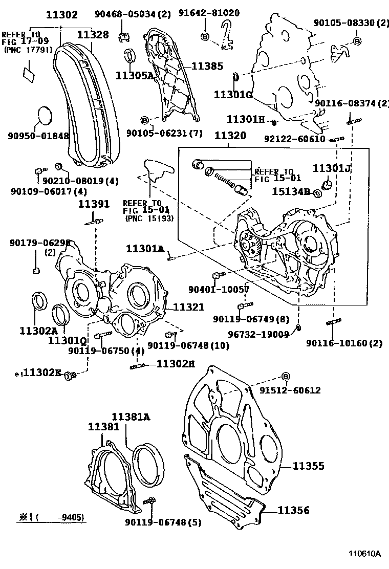 Toyota HILUX Timing Gear Cover & Rear End Plate EPC diagram — 110610A