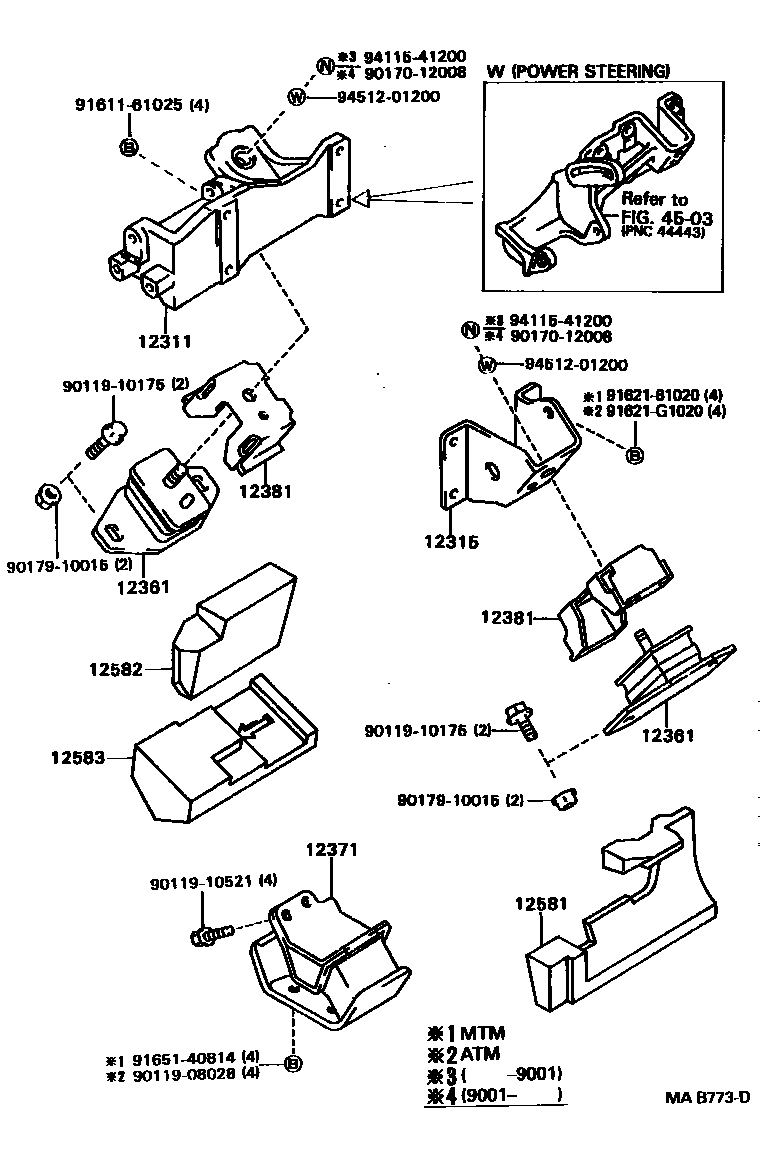 Toyota HILUX Engine Mounting EPC diagram — MAB773D