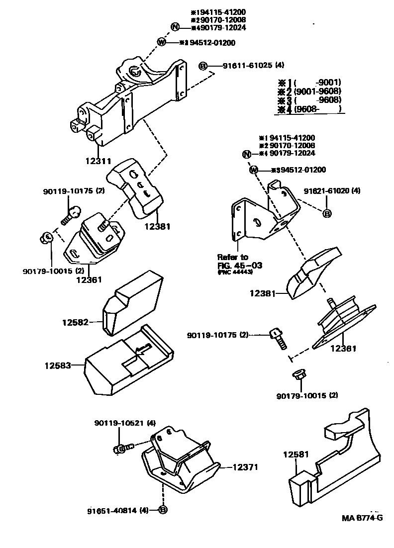 Toyota HILUX Engine Mounting EPC diagram — MAB774G