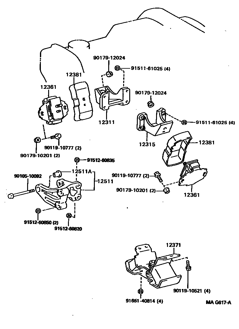 Toyota HILUX Engine Mounting EPC diagram — MAG617A