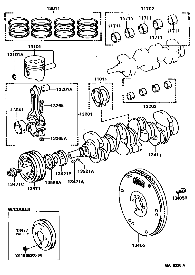 Toyota HILUX Crankshaft & Piston EPC diagram — MAB226A