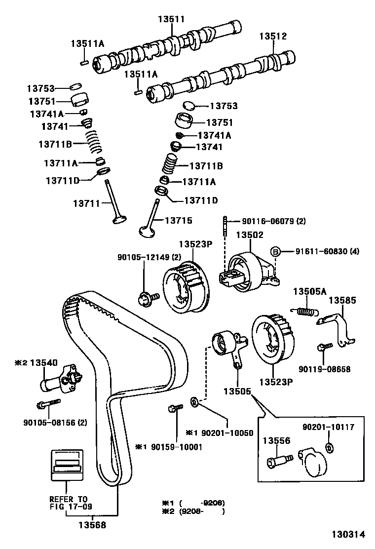 Toyota HILUX Camshaft & Valve EPC diagram — 130314