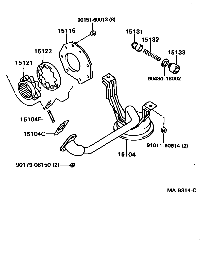 Toyota HILUX Engine Oil Pump EPC diagram — MAB314C