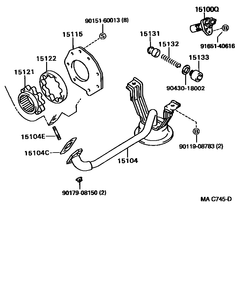 Toyota HILUX Engine Oil Pump EPC diagram — MAC745D