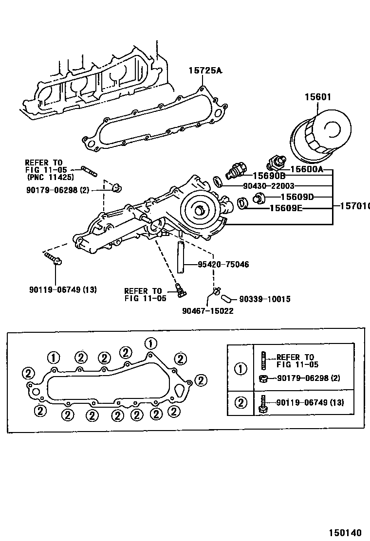 Toyota HILUX Oil Filter EPC diagram — 150140
