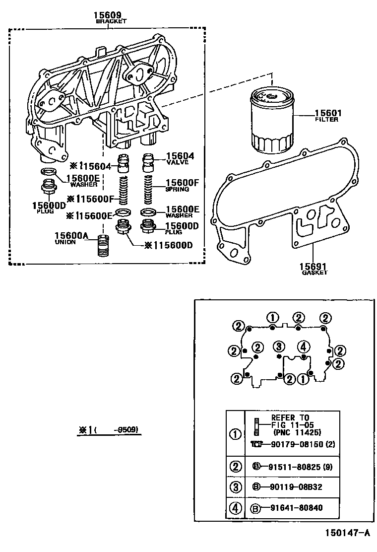 Toyota HILUX Oil Filter EPC diagram — 150147A