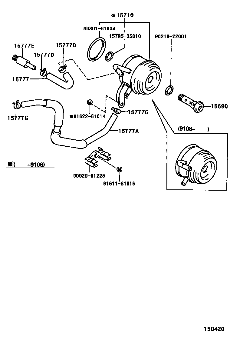 Toyota HILUX Engine Oil Cooler EPC diagram — 150420
