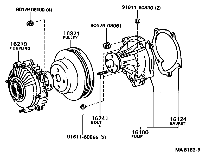 Toyota HILUX Water Pump EPC diagram — MA6183B