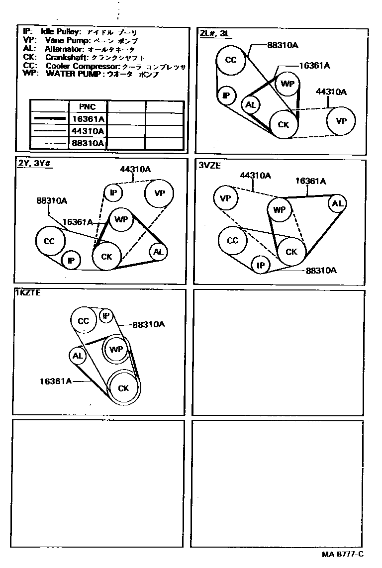 Toyota HILUX V-Belt EPC diagram — MAB777C