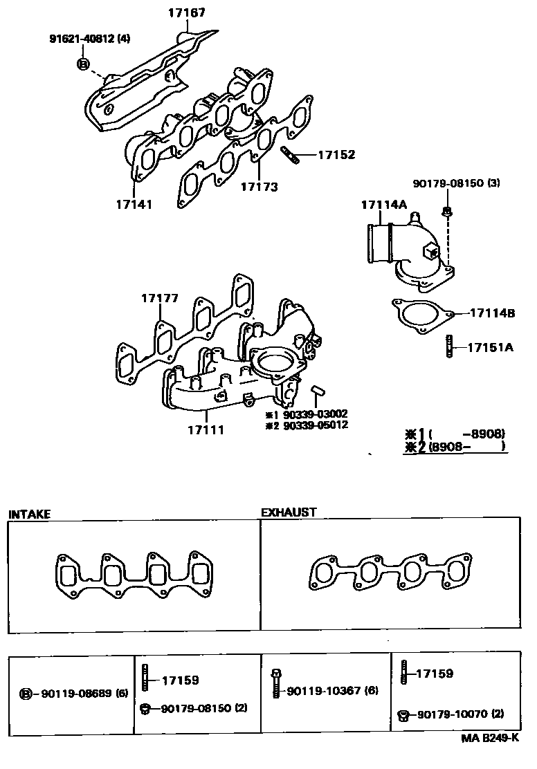 Toyota HILUX Manifold EPC diagram — MAB249K