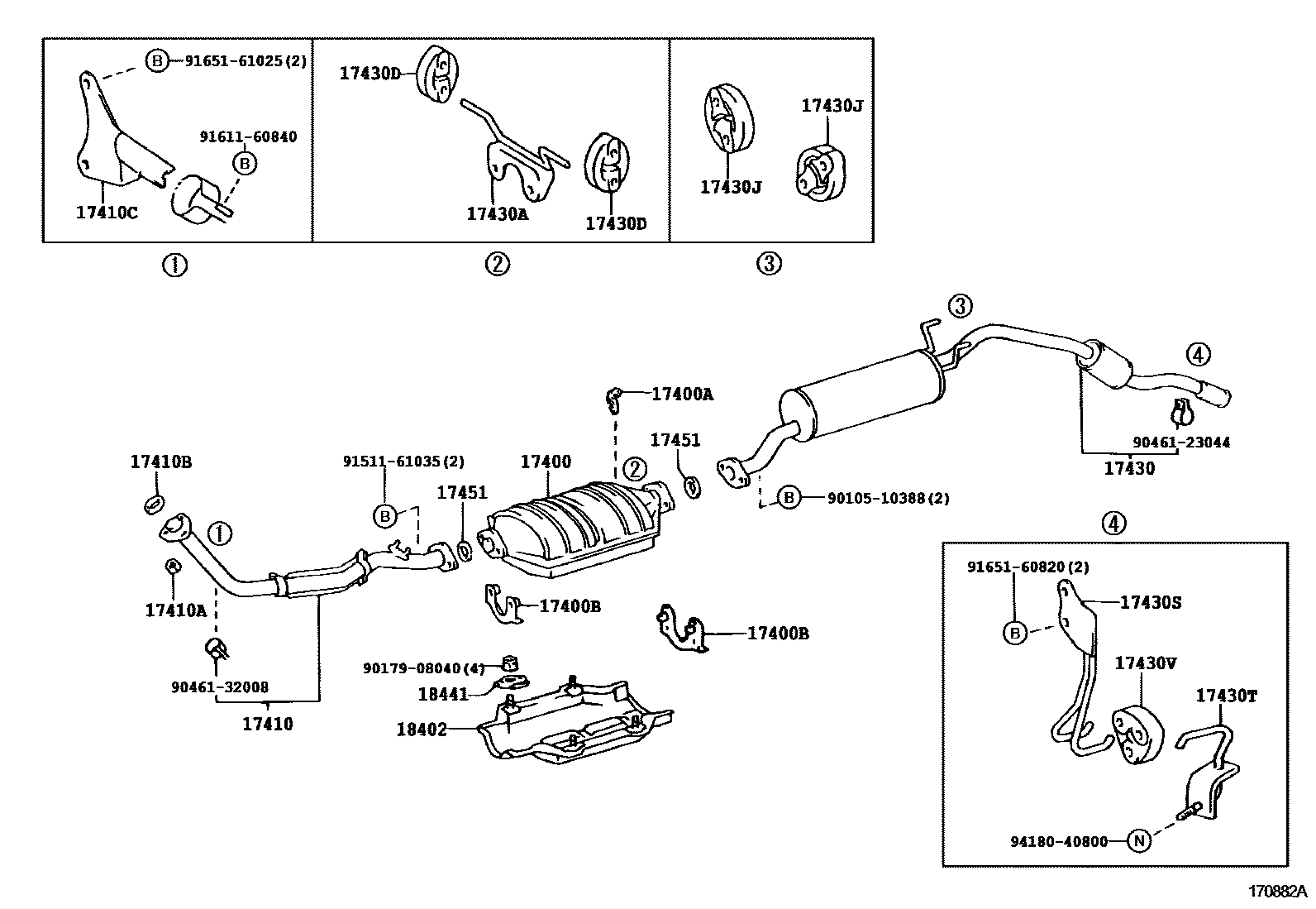 Toyota HILUX Exhaust Pipe EPC diagram — 170882A