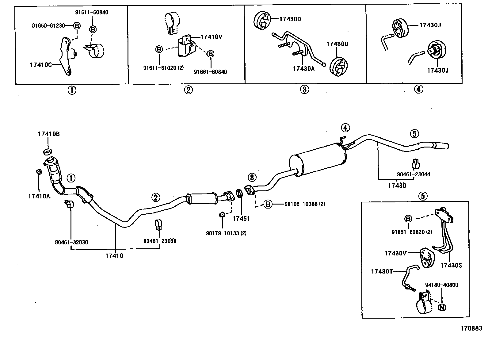 Toyota HILUX Exhaust Pipe EPC diagram — 170883