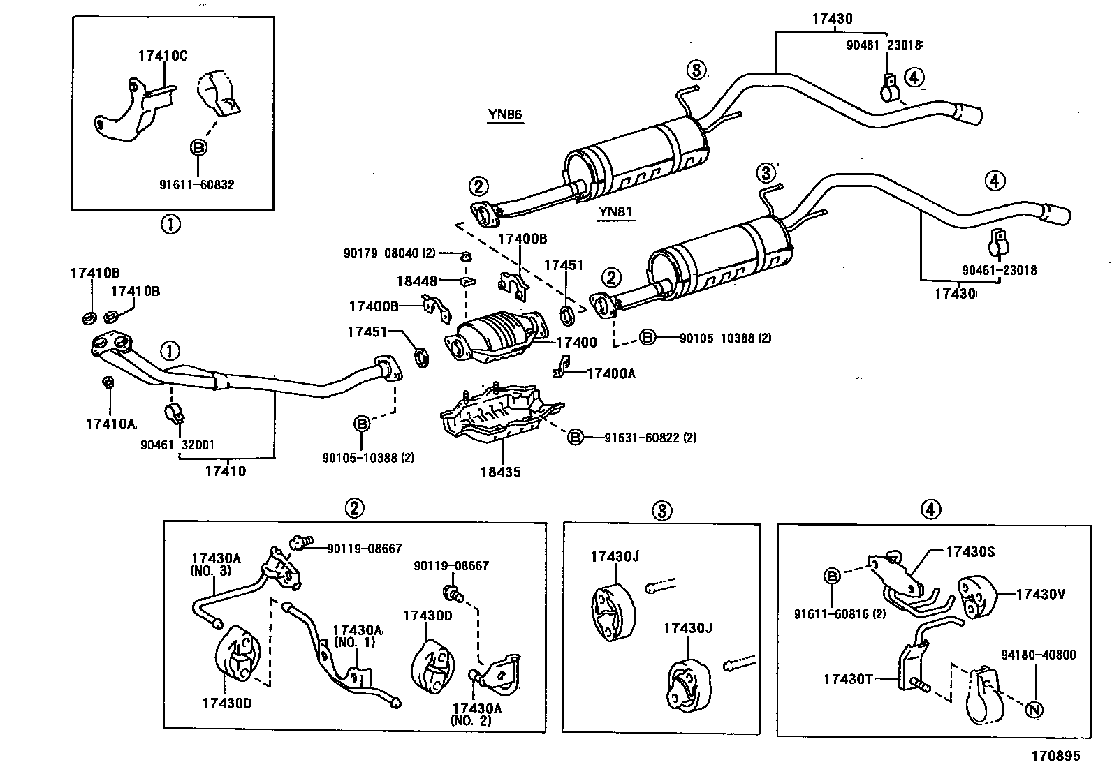 Toyota HILUX Exhaust Pipe EPC diagram — 170895