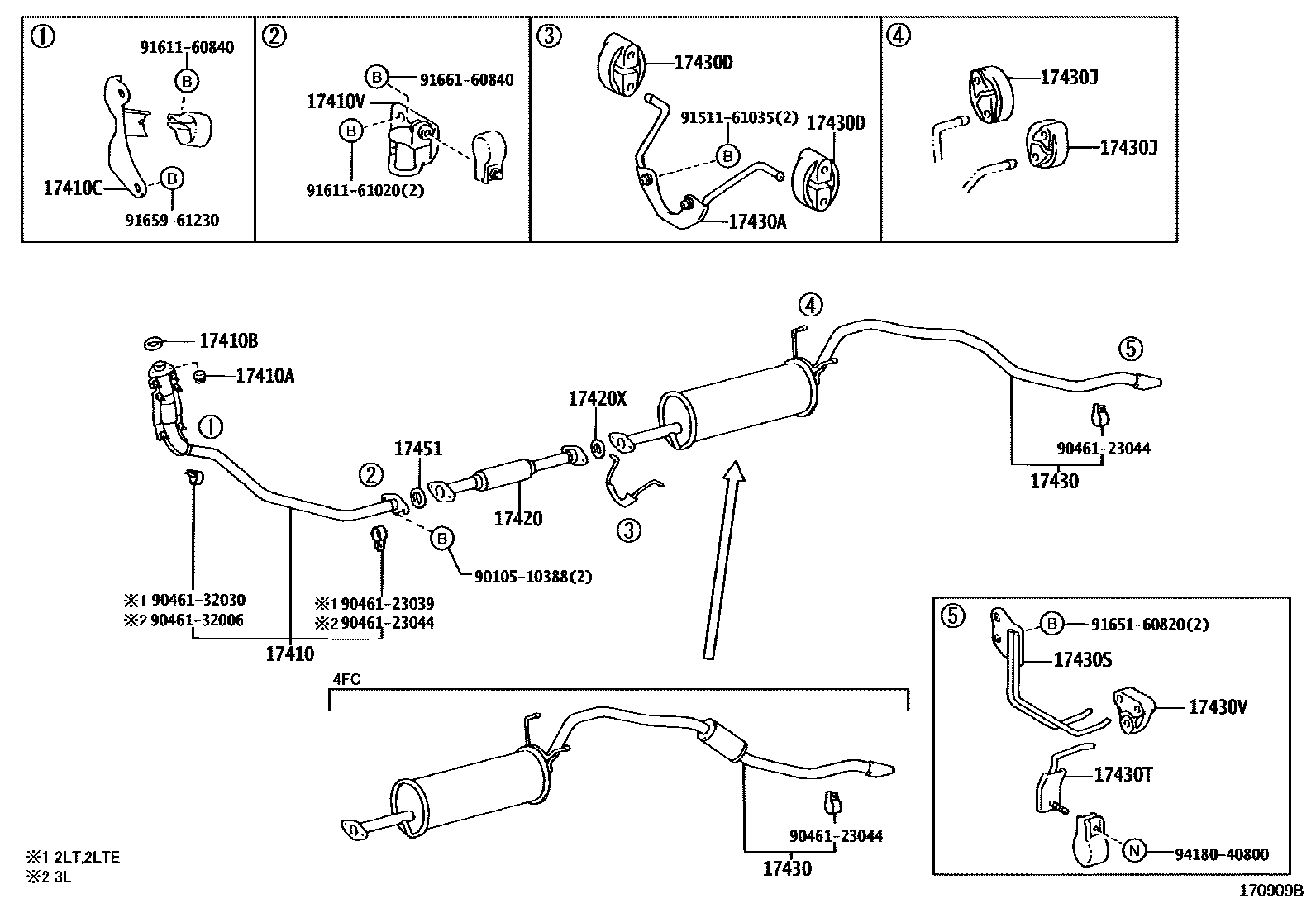 Toyota HILUX Exhaust Pipe EPC diagram — 170909B