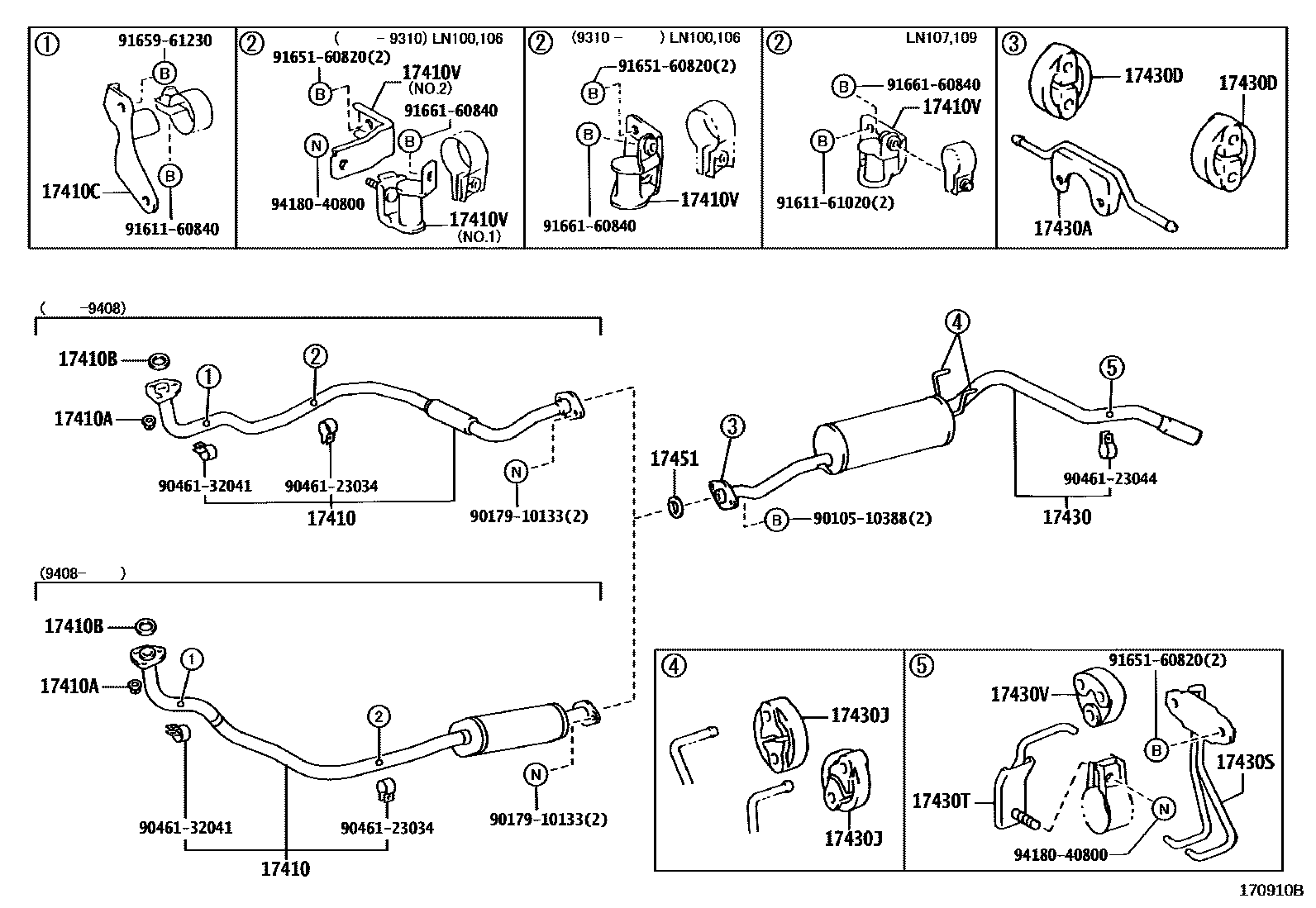 Toyota HILUX Exhaust Pipe EPC diagram — 170910B