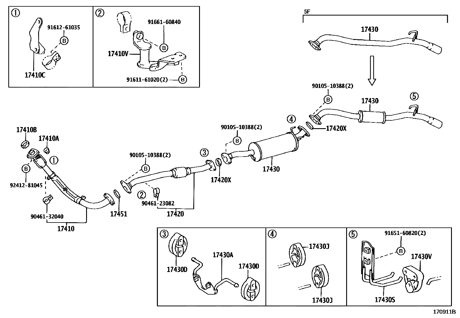 Toyota HILUX Exhaust Pipe EPC diagram — 170911B