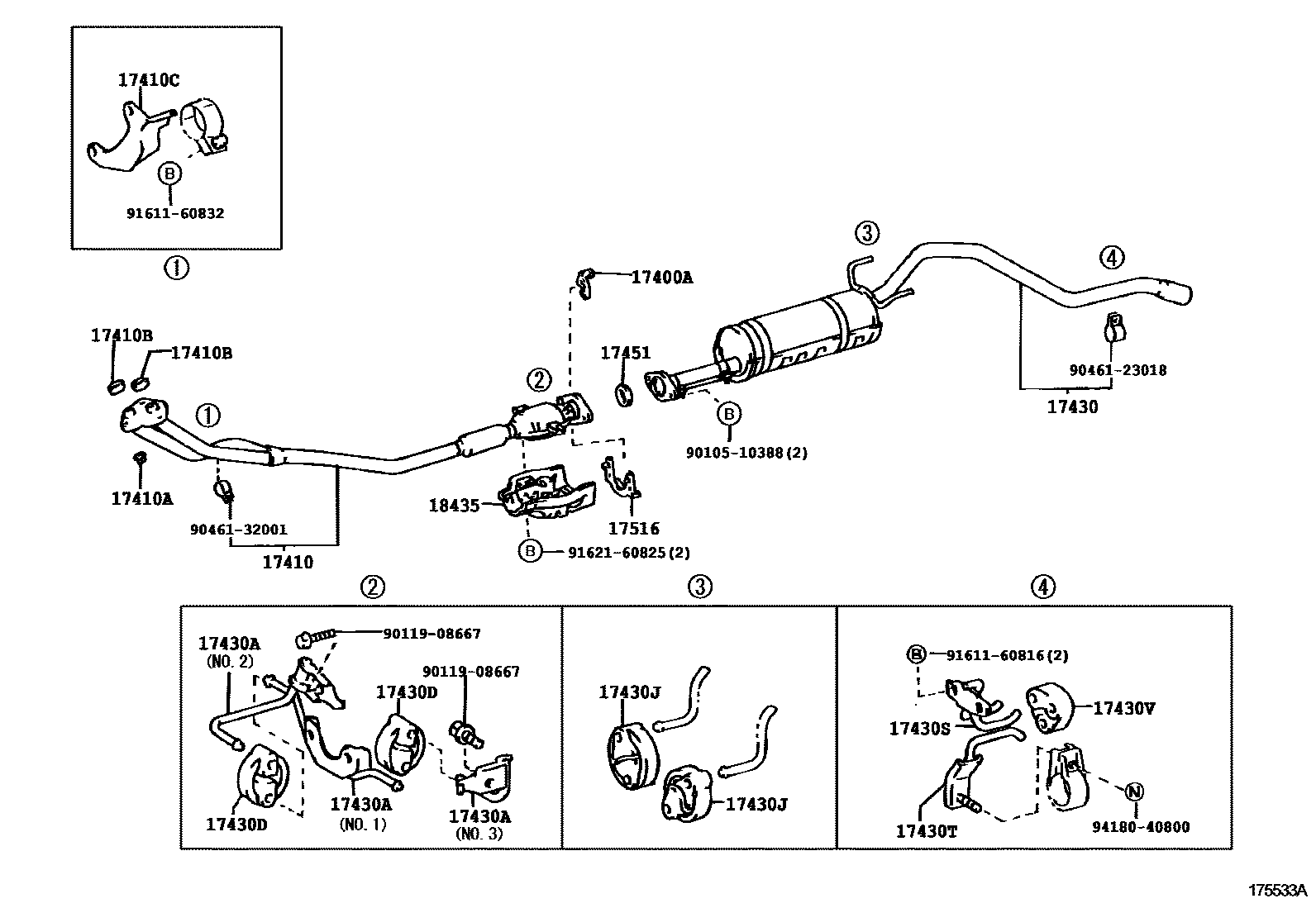 Toyota HILUX Exhaust Pipe EPC diagram — 175533A