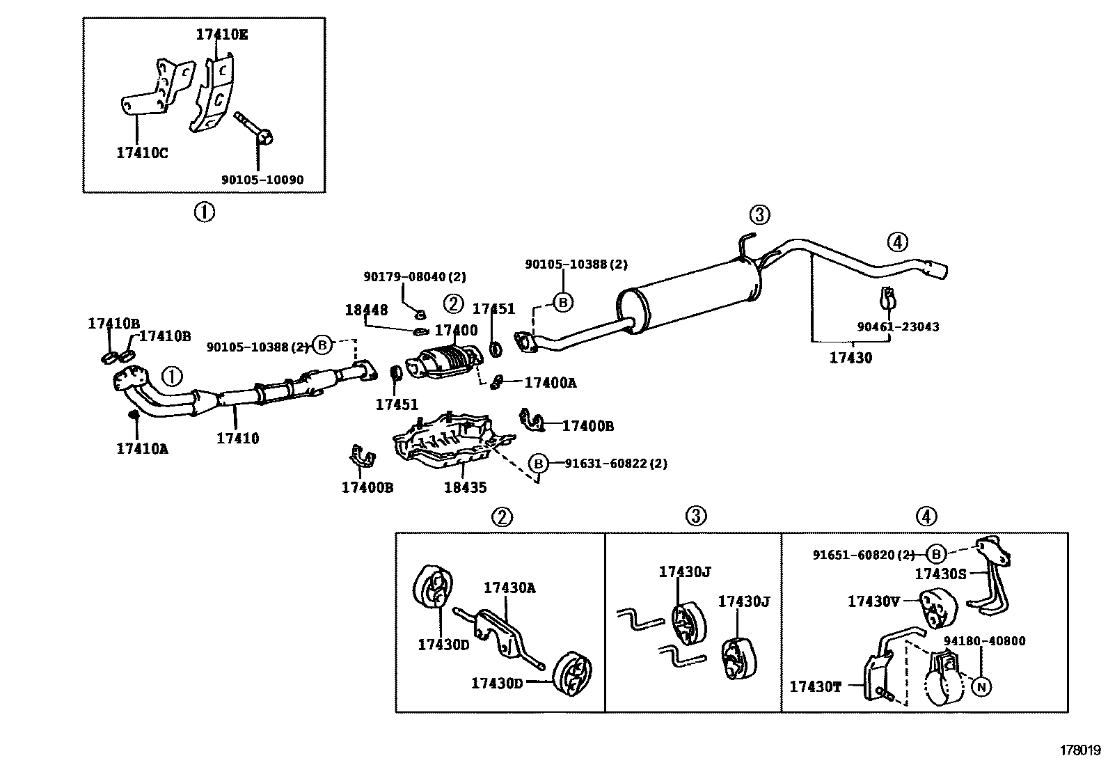 Toyota HILUX Exhaust Pipe EPC diagram — 178019