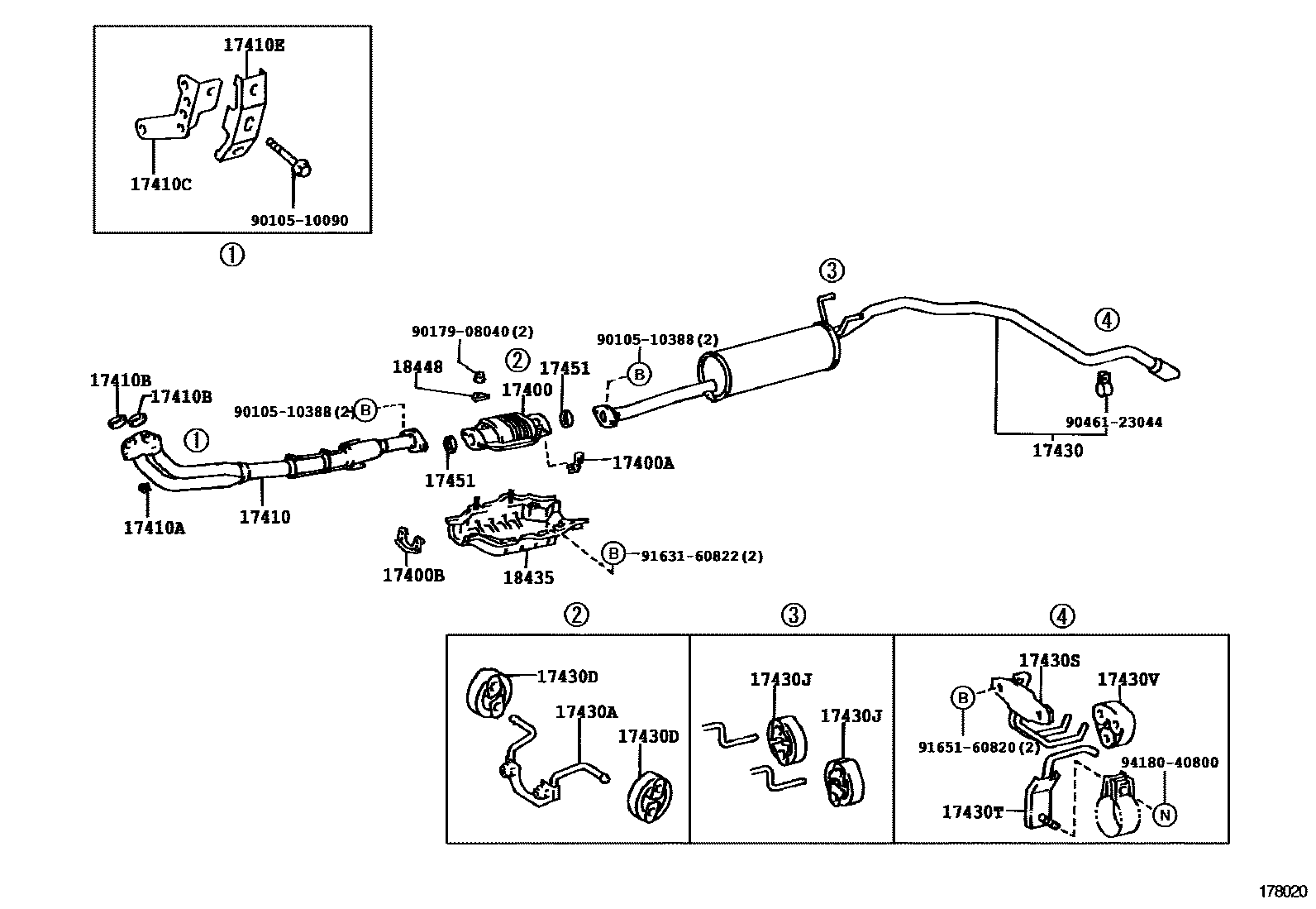 Toyota HILUX Exhaust Pipe EPC diagram — 178020
