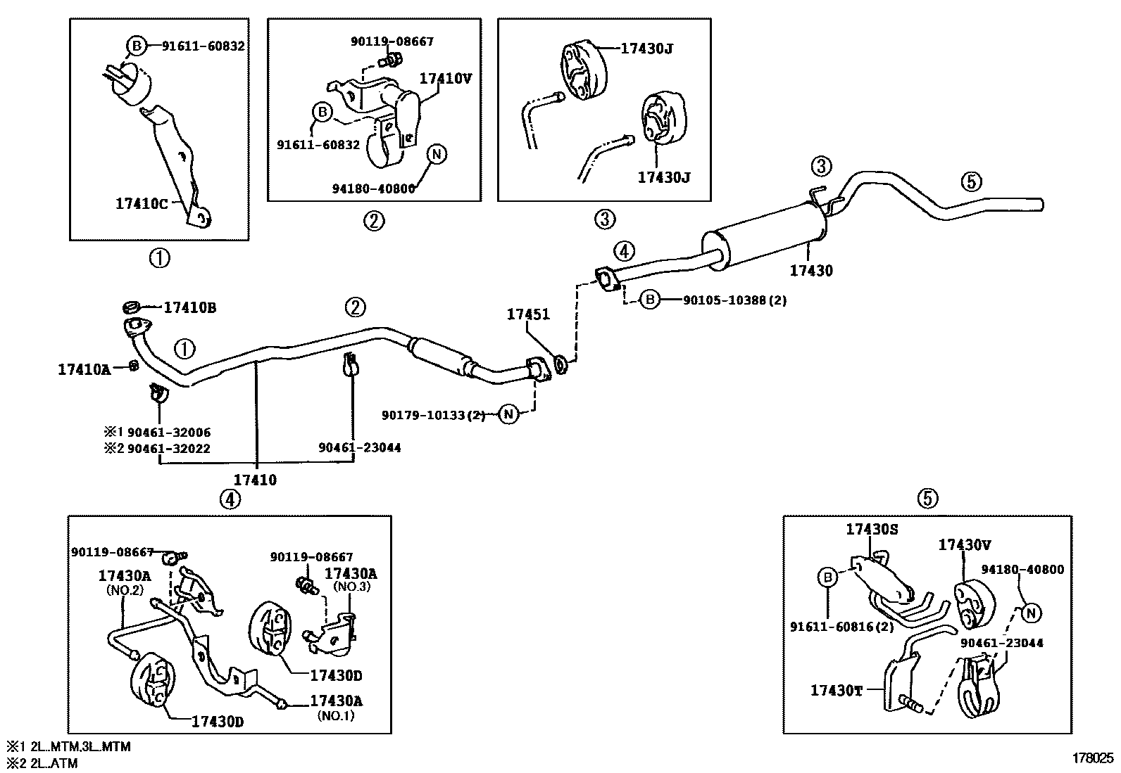 Toyota HILUX Exhaust Pipe EPC diagram — 178025