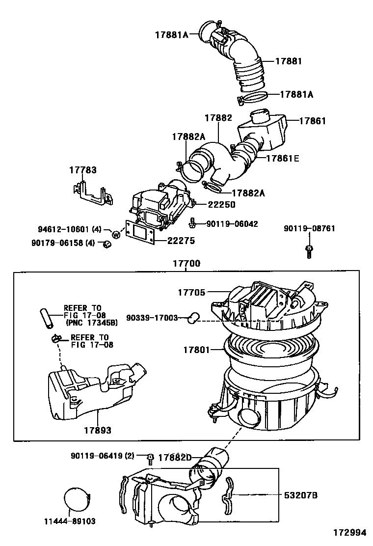 Toyota HILUX Air Cleaner EPC diagram — 172994