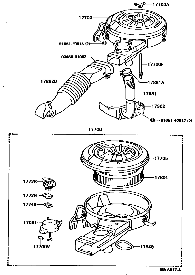 Toyota HILUX Air Cleaner EPC diagram — MAA917A