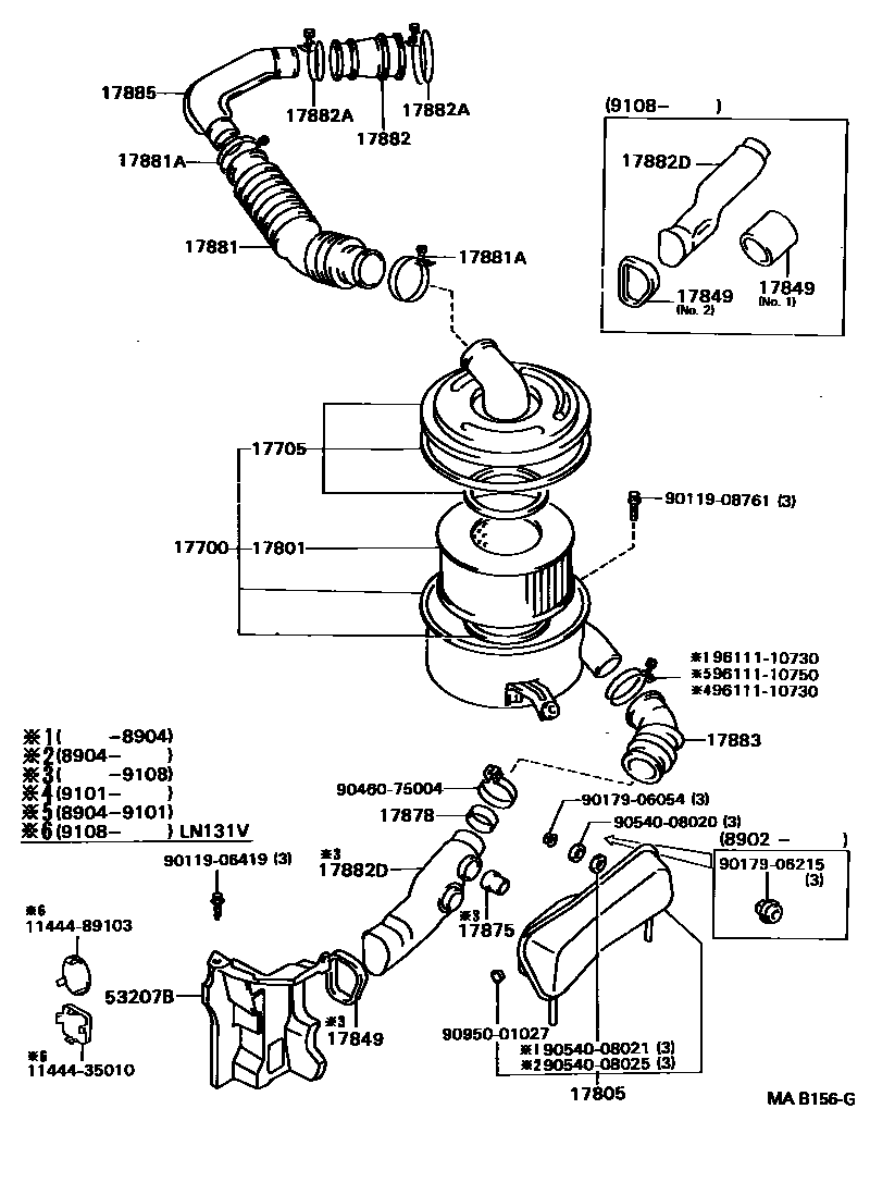 Toyota HILUX Air Cleaner EPC diagram — MAB156G