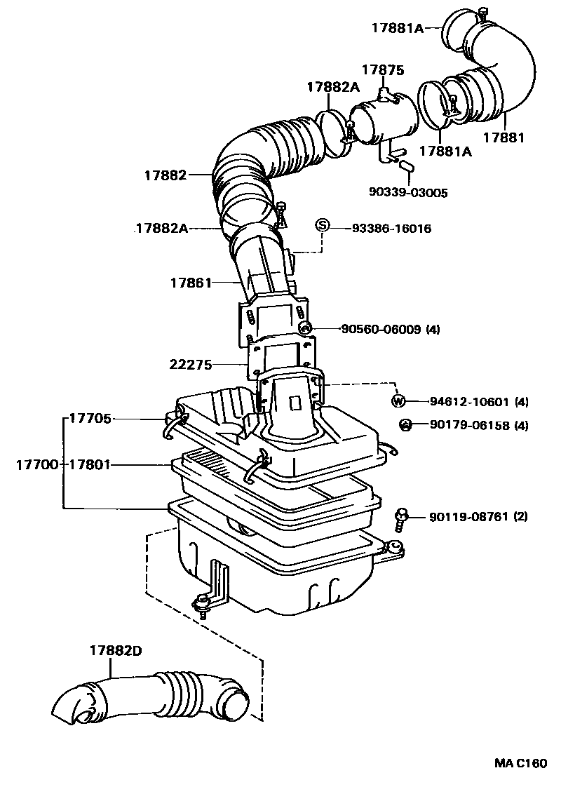 Toyota HILUX Air Cleaner EPC diagram — MAC160
