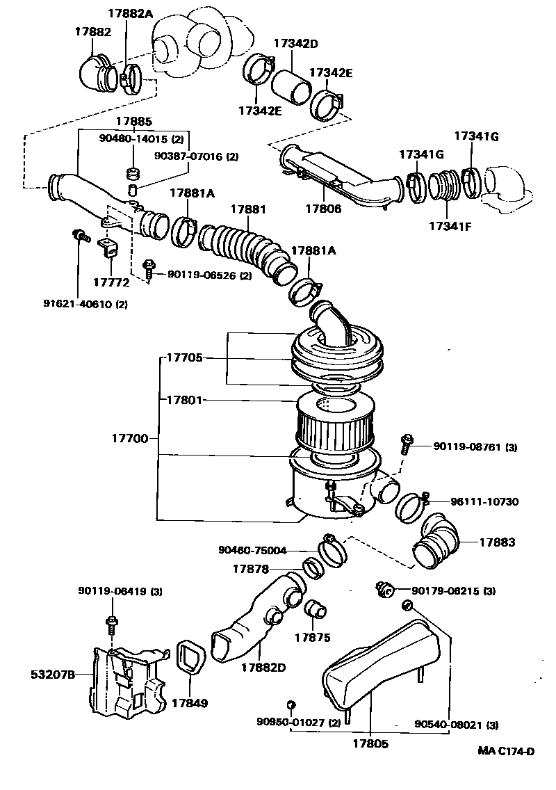Toyota HILUX Air Cleaner EPC diagram — MAC174D