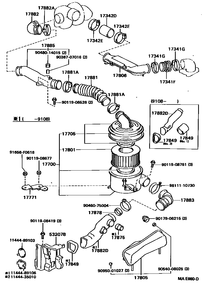 Toyota HILUX Air Cleaner EPC diagram — MAE080D