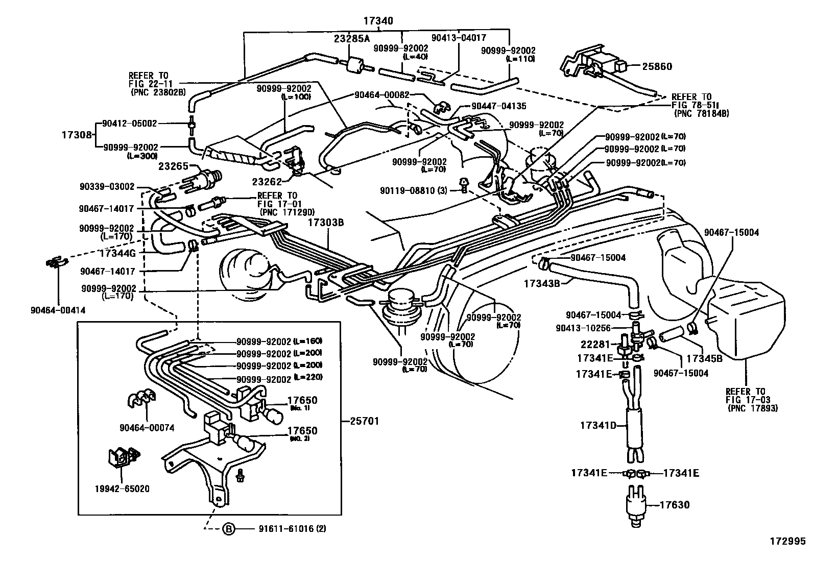 Toyota HILUX vacuum tube EPC diagram — 172995