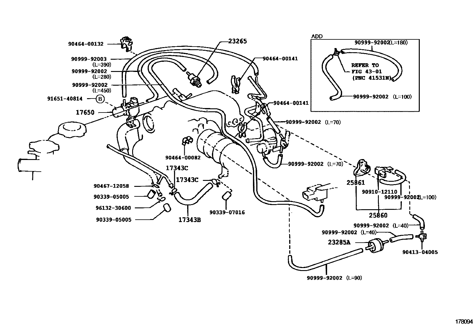 Toyota HILUX vacuum tube EPC diagram — 178094