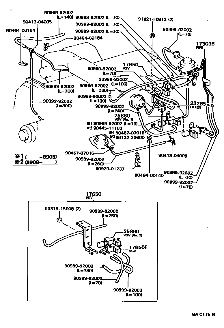 Toyota HILUX vacuum tube EPC diagram — MAC175B
