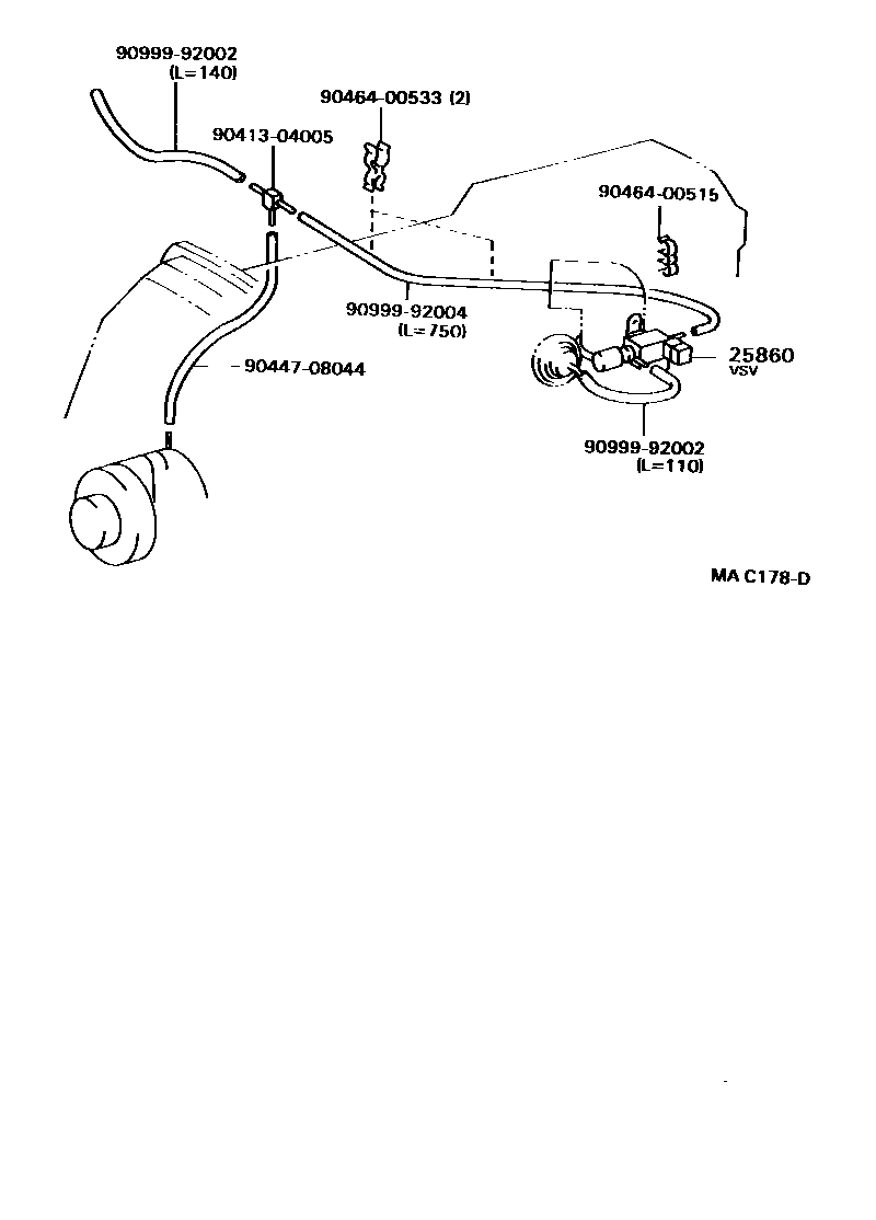 Toyota HILUX vacuum tube EPC diagram — MAC178D