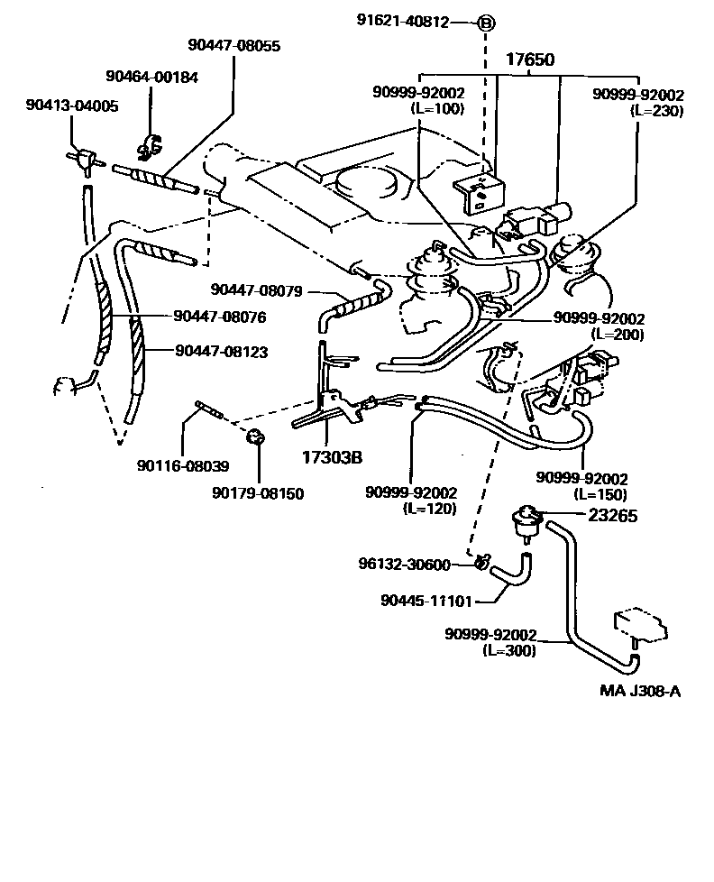 Toyota HILUX vacuum tube EPC diagram — MAJ308A