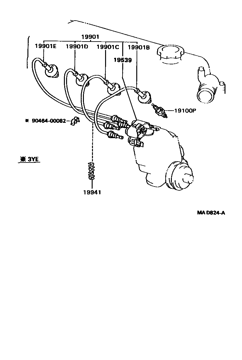 Toyota HILUX 点火线圈和火花塞 EPC diagram — MAD824A