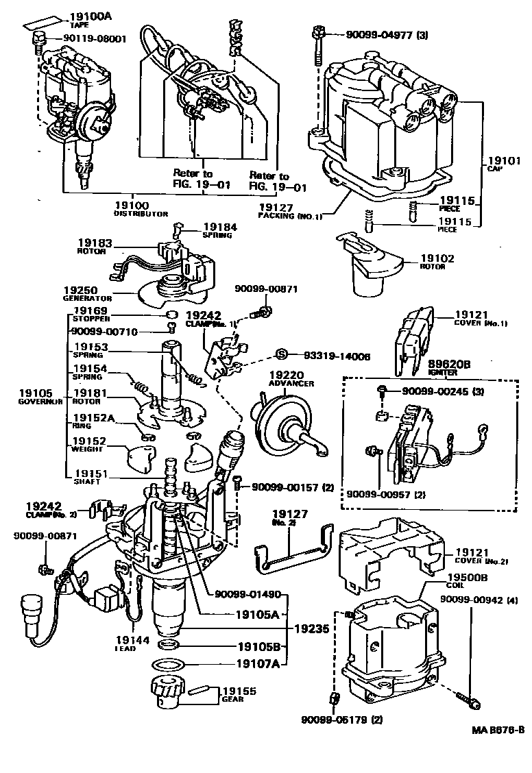 Toyota HILUX 分电器 EPC diagram — MAB676B
